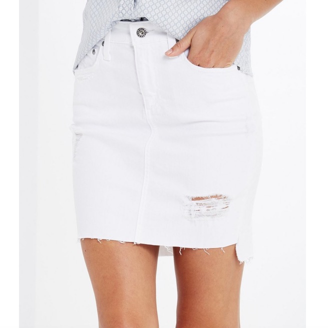 Ag Erin White Stretch Denim Pencil Skirt